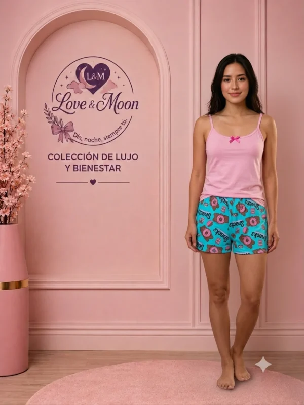Pijama Dulce · Rosa y turquesa
